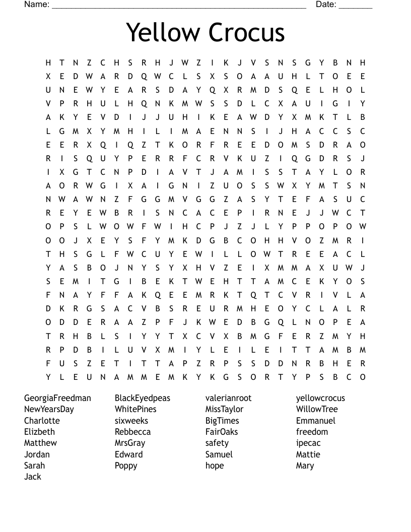 Yellow Crocus Word Search