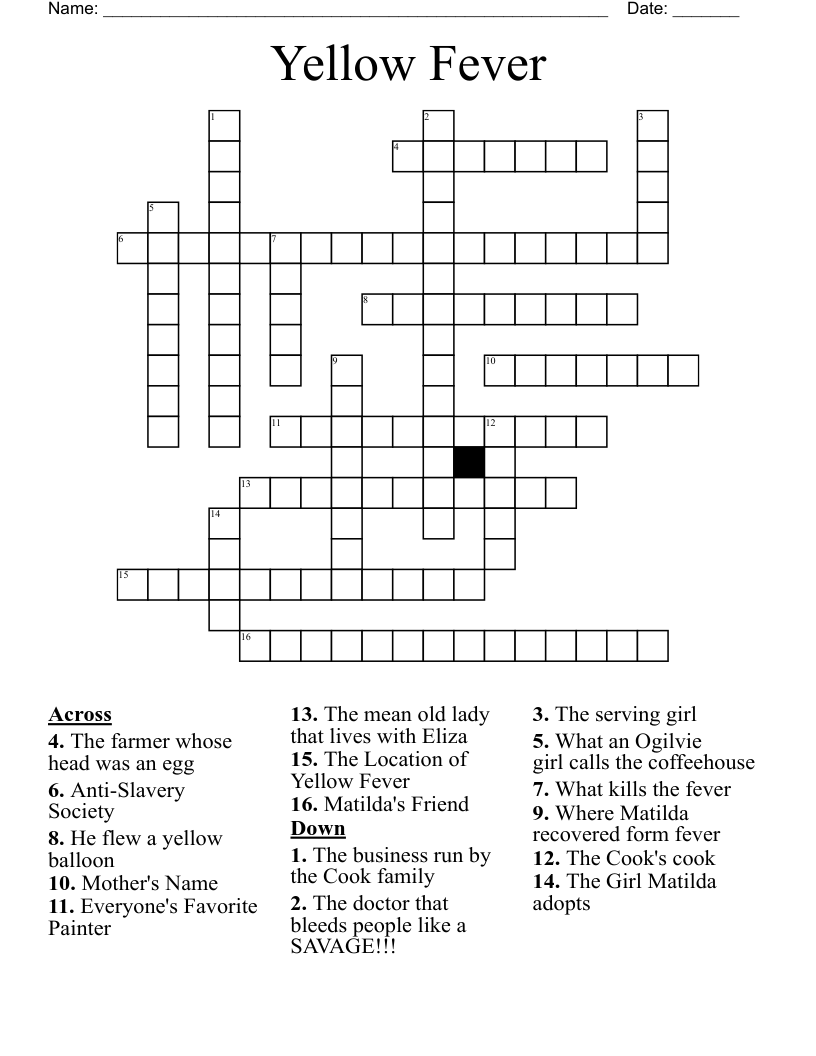 Yellow Fever Crossword