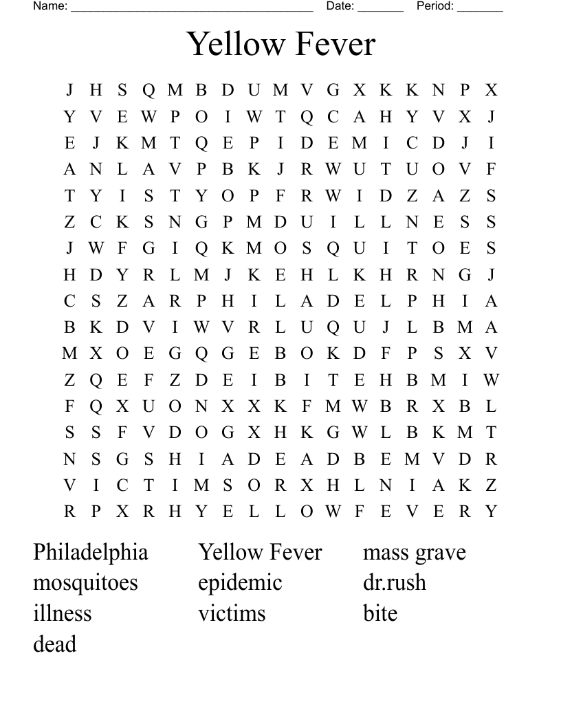Yellow Fever Word Search