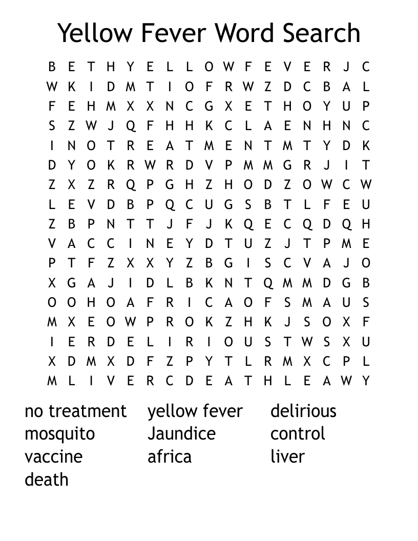 Yellow Fever Word Search