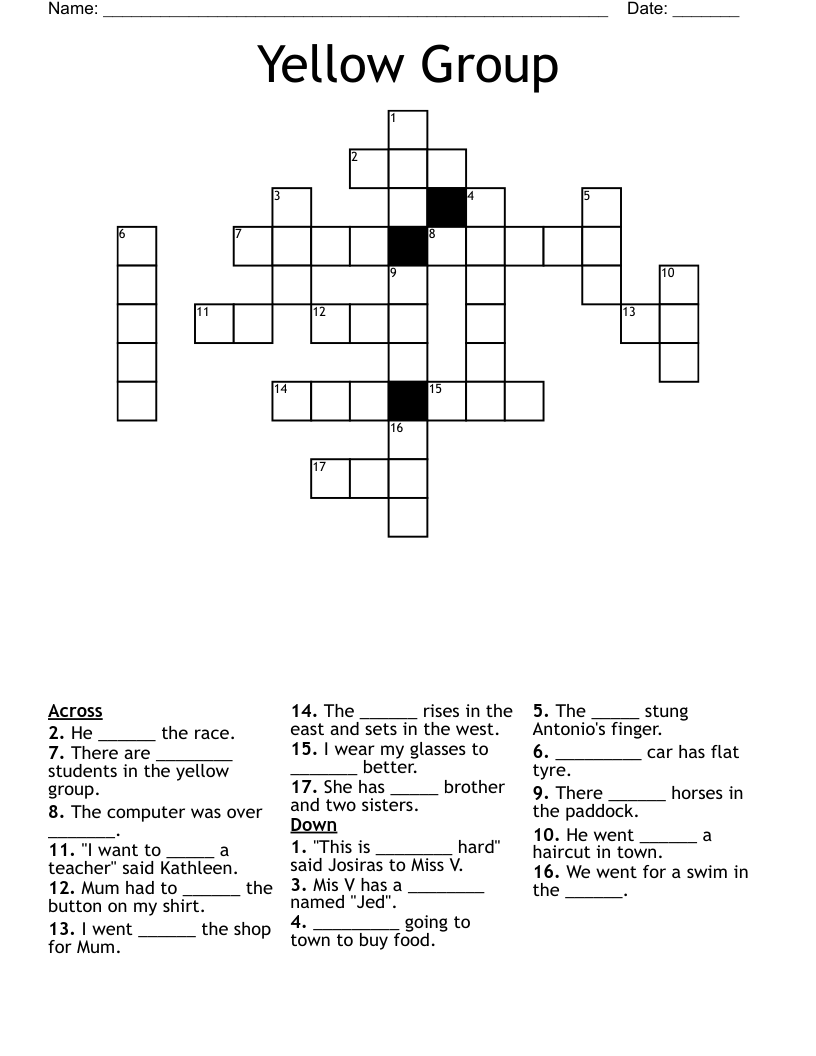 Yellow Group Crossword