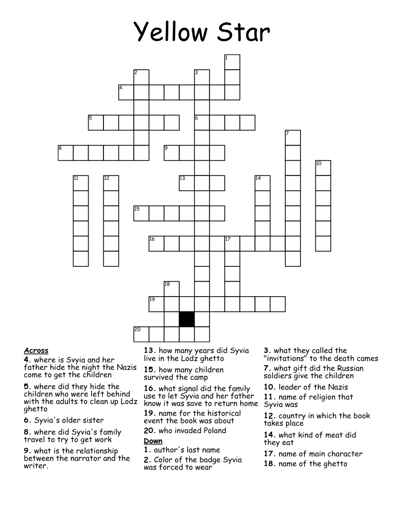Yellow Star Crossword