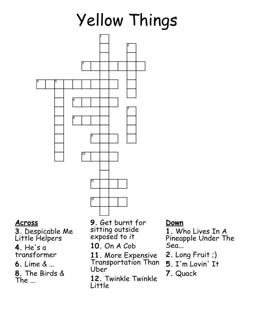 Yellow Things Crossword