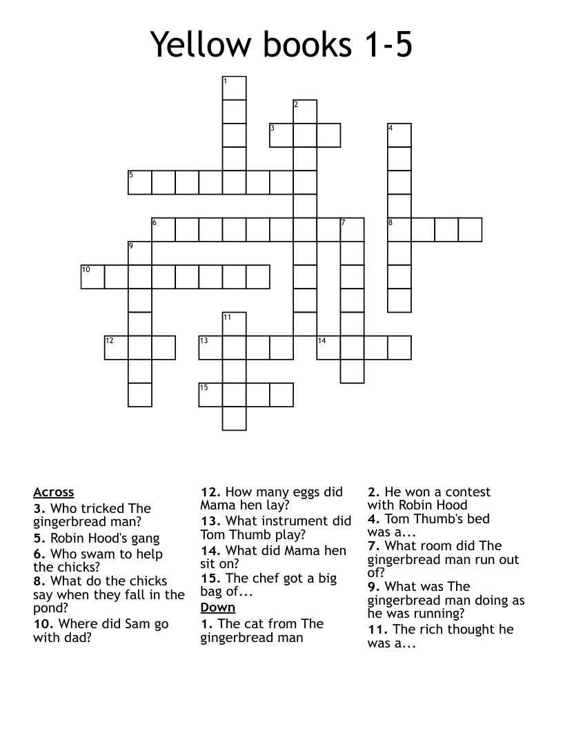 Yellow books 1-5 Crossword