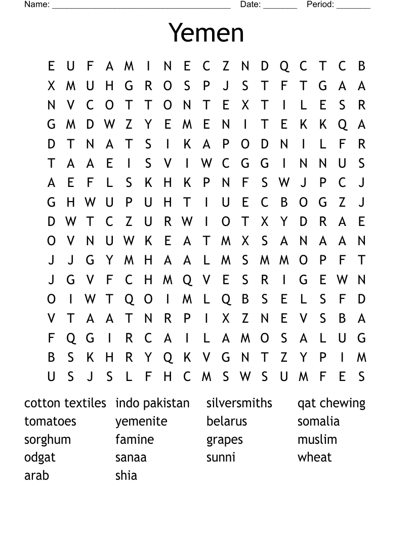 Yemen Word Search