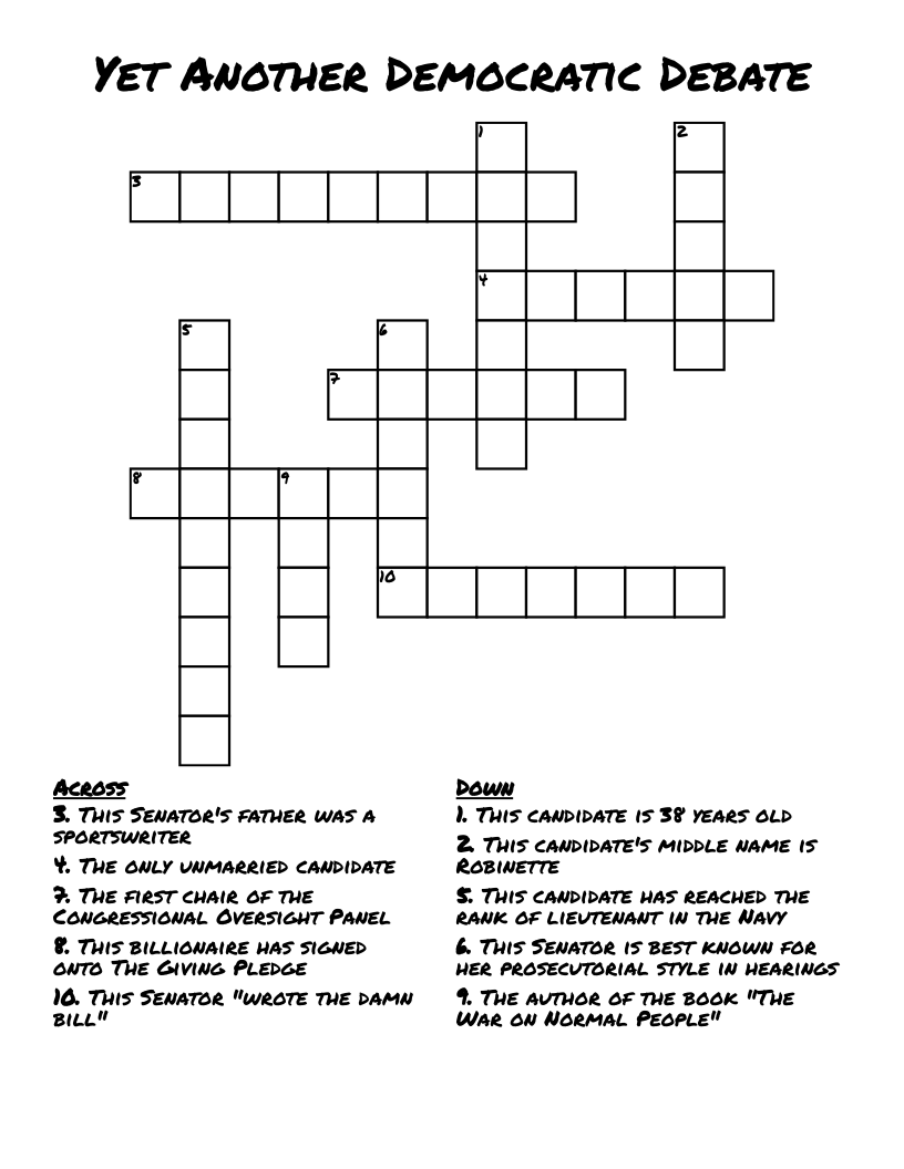 Yet Another Democratic Debate Crossword