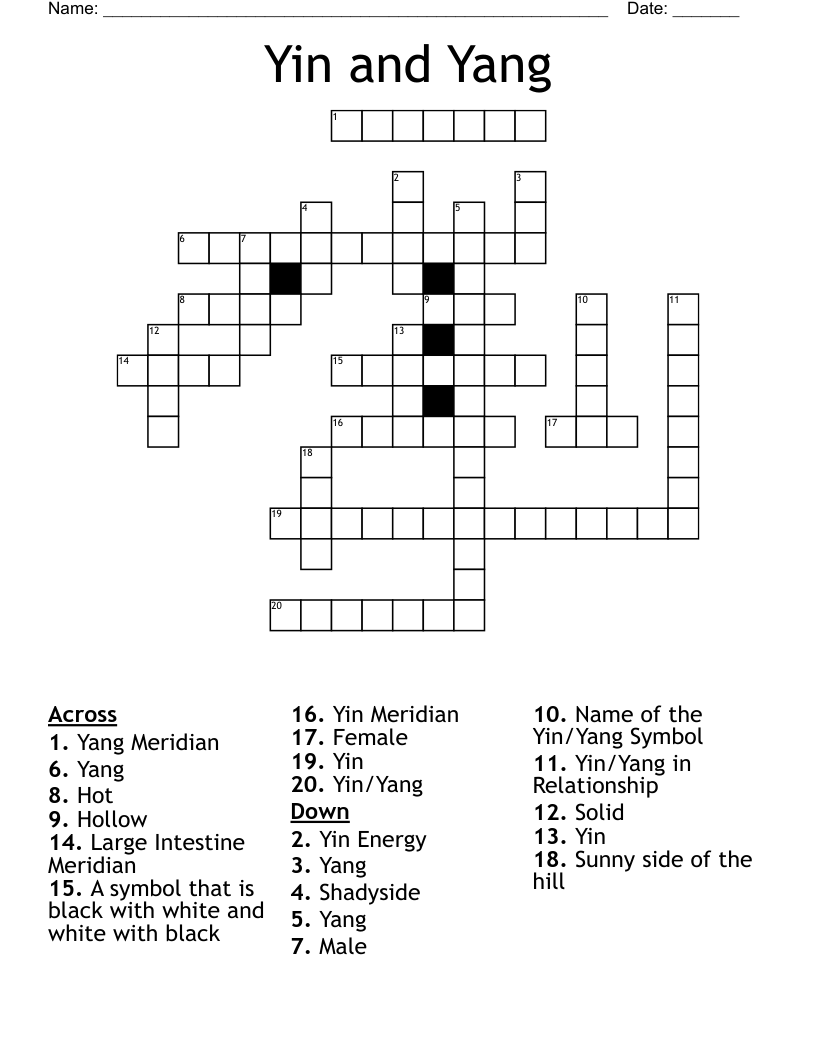 Yin and Yang Crossword