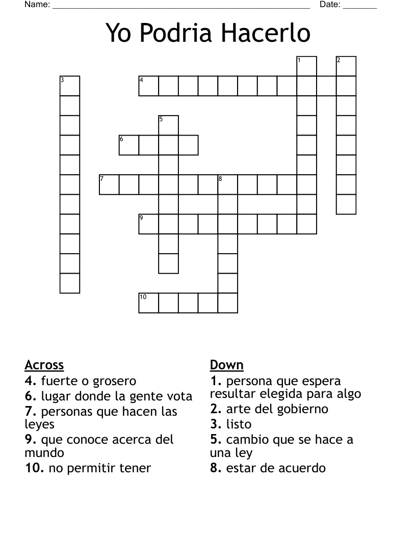 Yo Podria Hacerlo Crossword