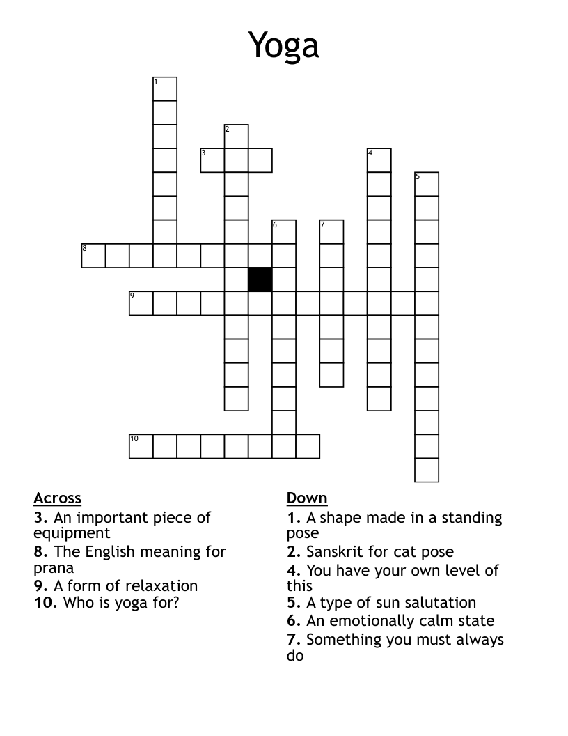 Yoga Crossword