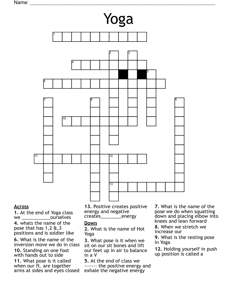 Yoga Crossword