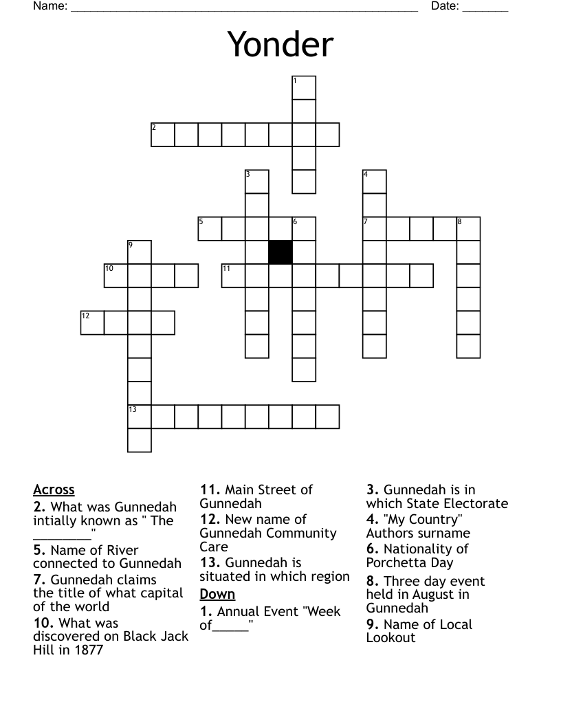Yonder Crossword