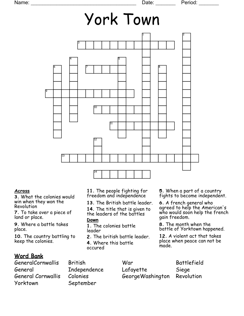 York Town Crossword