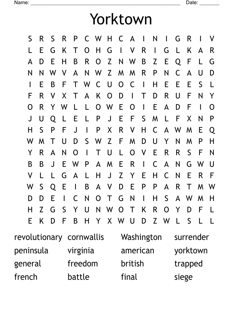 Yorktown  Word Search