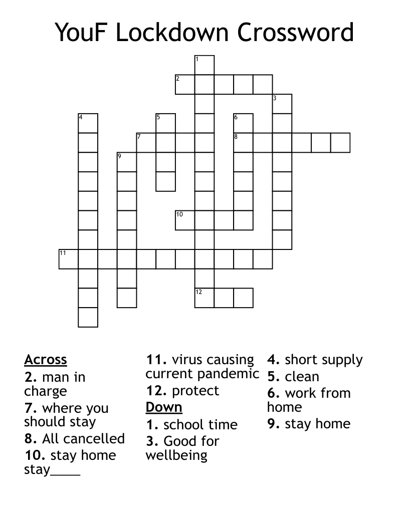 YouF Lockdown Crossword