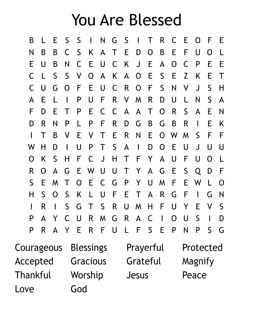 You Are Blessed Word Search