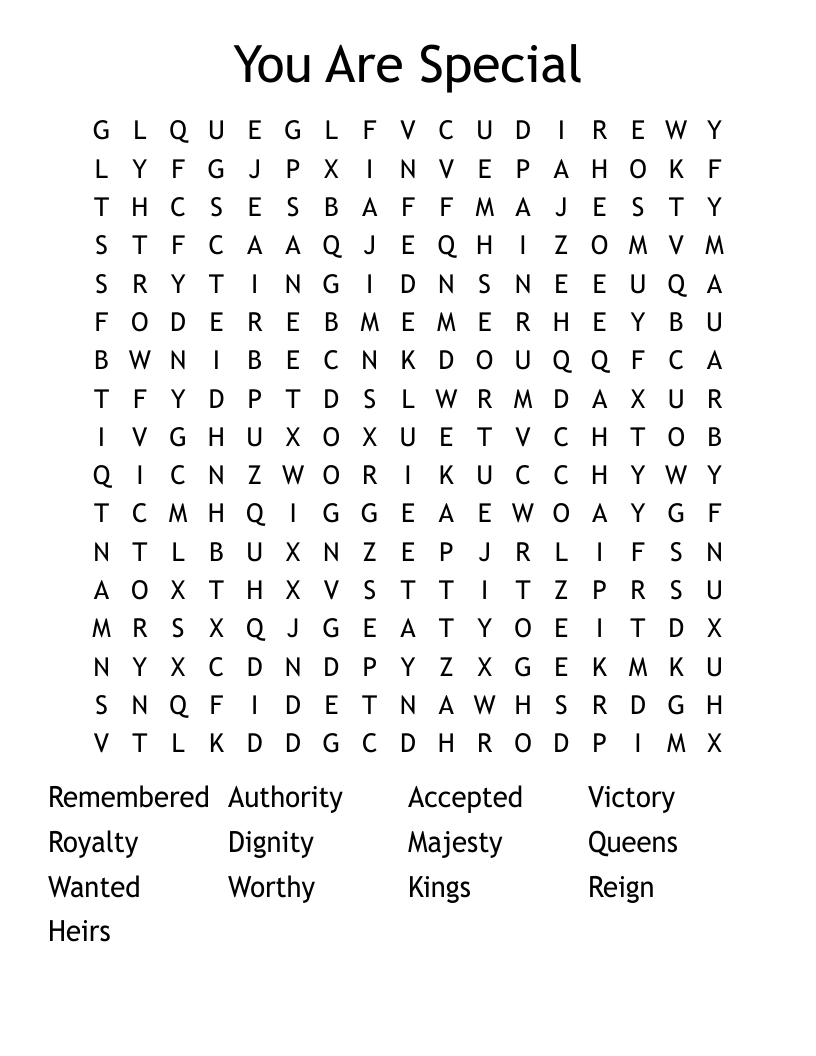 You Are Special Word Search