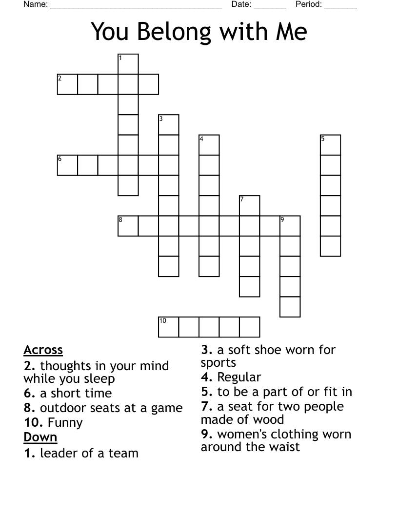 You Belong with Me Crossword