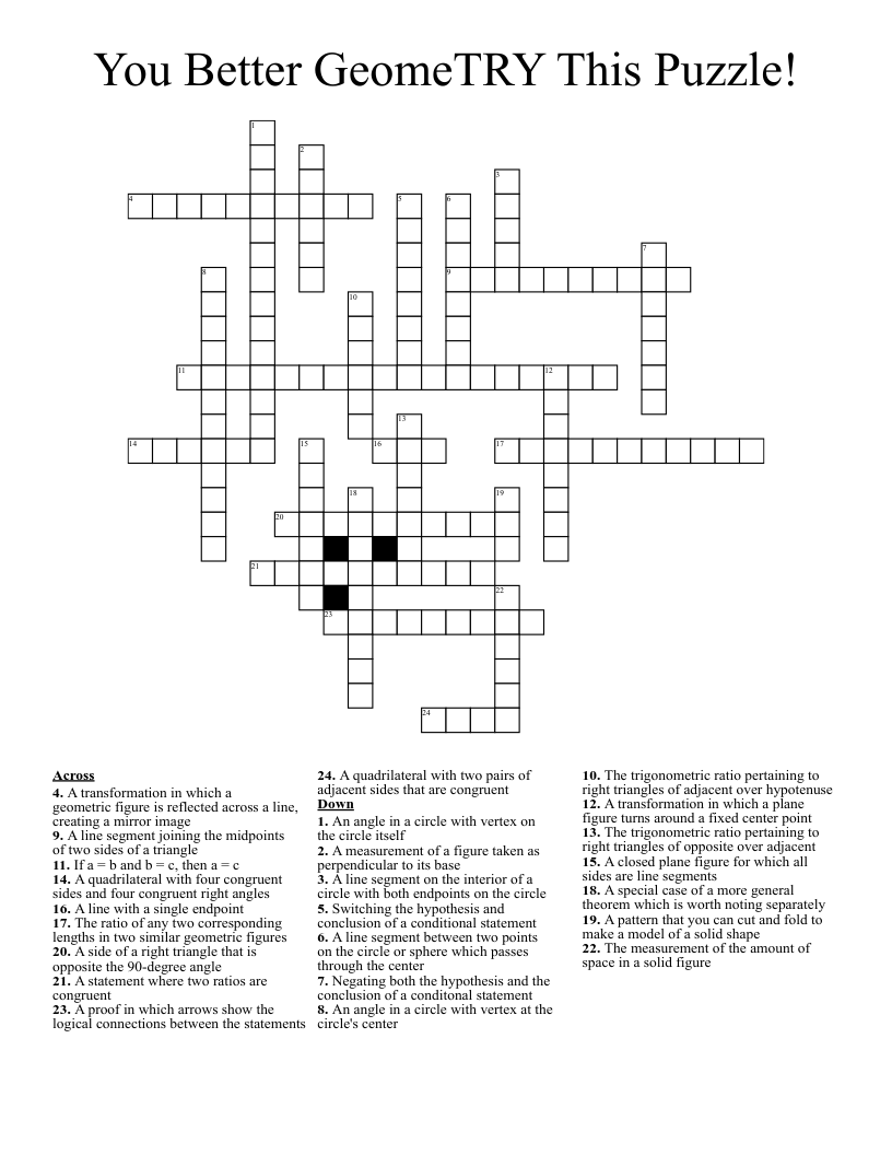 You Better GeomeTRY This Puzzle! Crossword