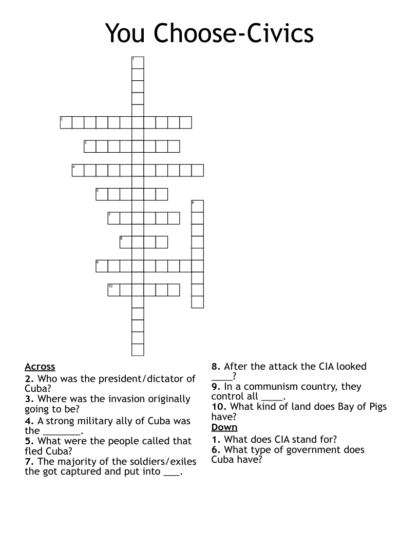 You Choose-Civics  Crossword