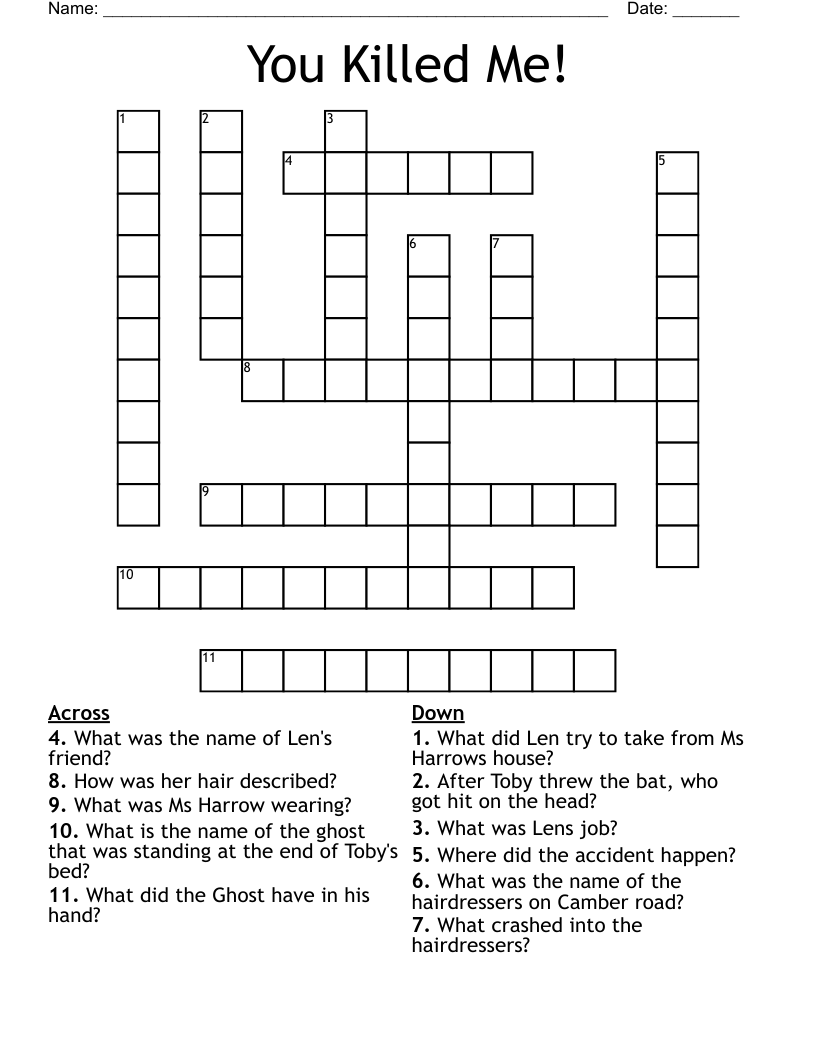 You Killed Me! Crossword