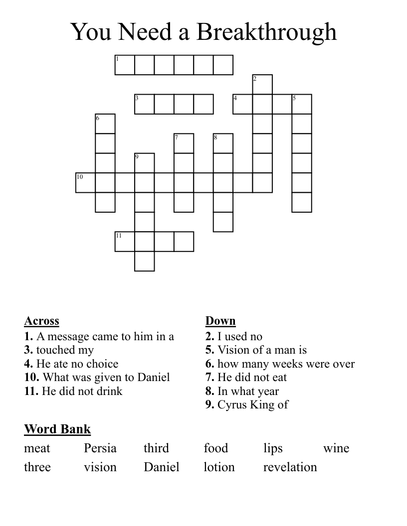 You Need a Breakthrough Crossword