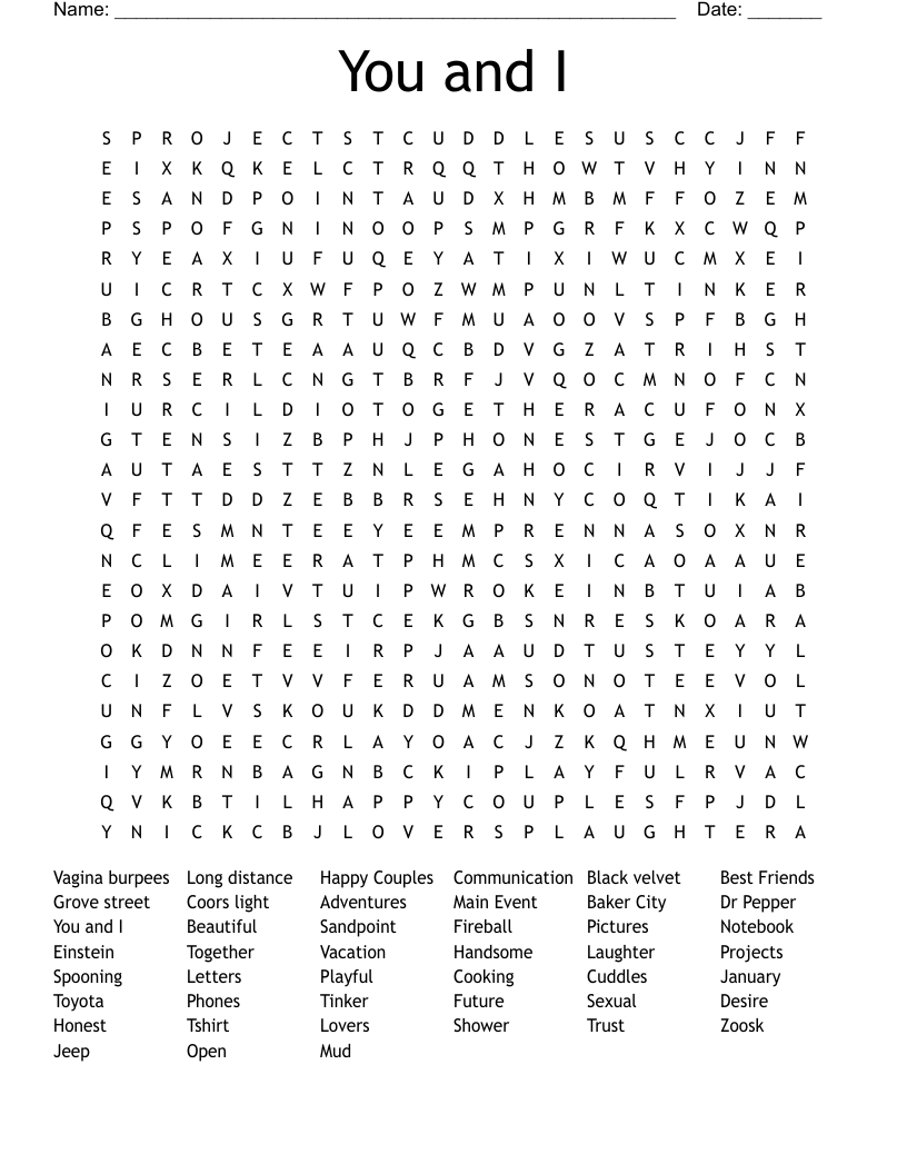 You and I Word Search