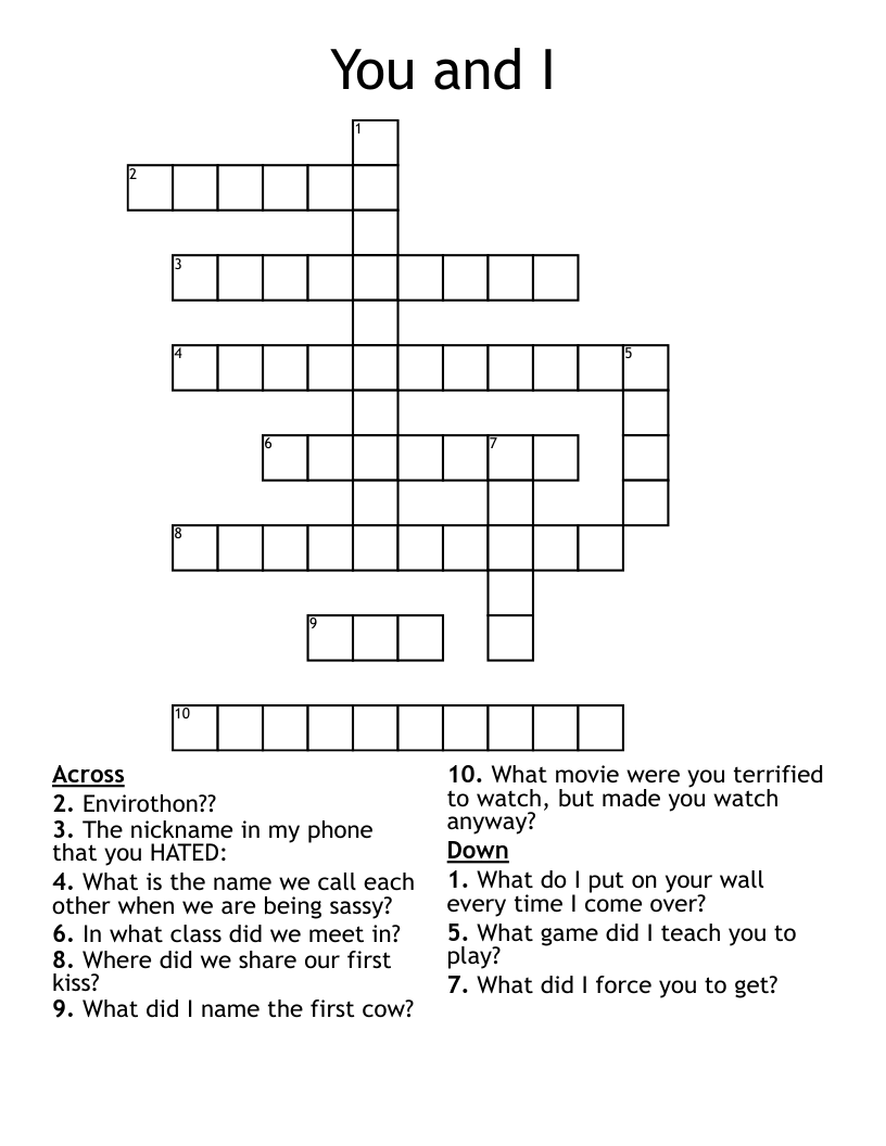 You and I Crossword
