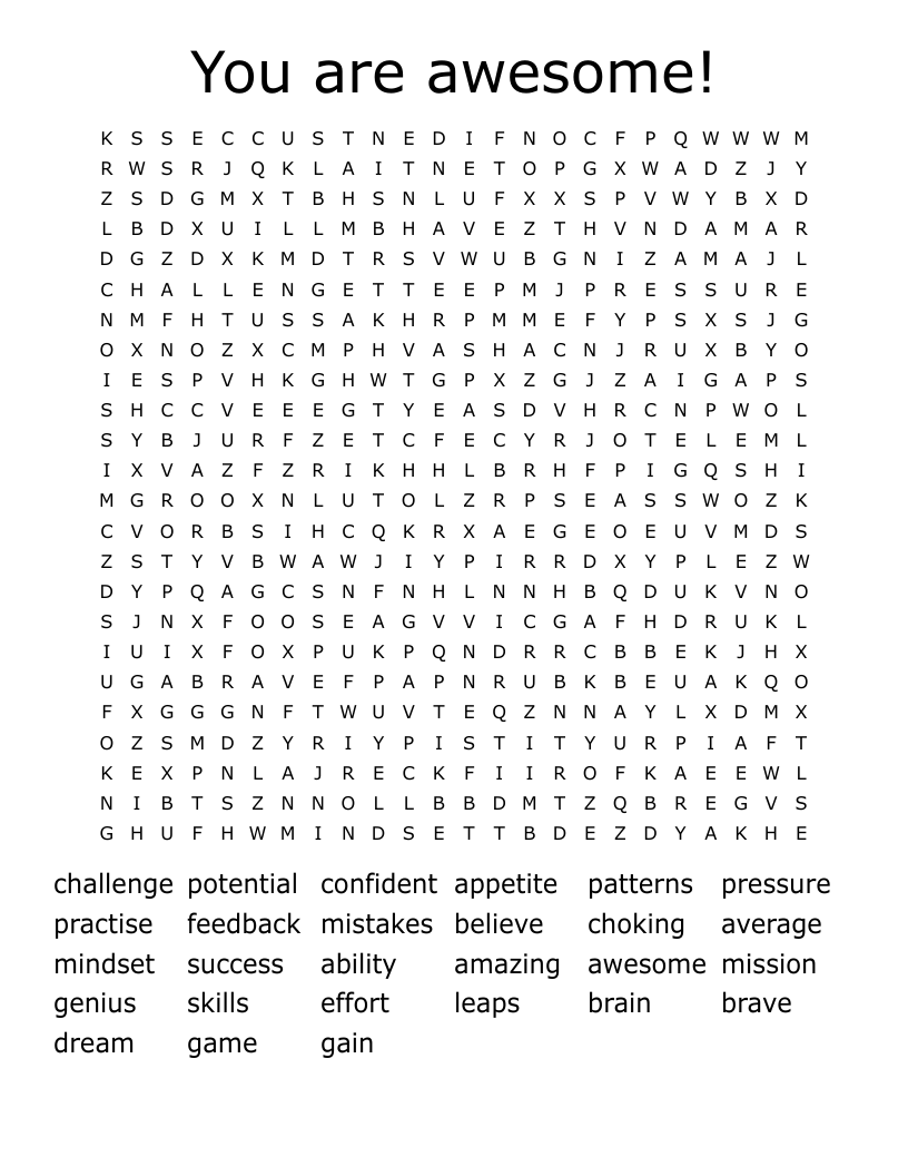 You are awesome! Word Search