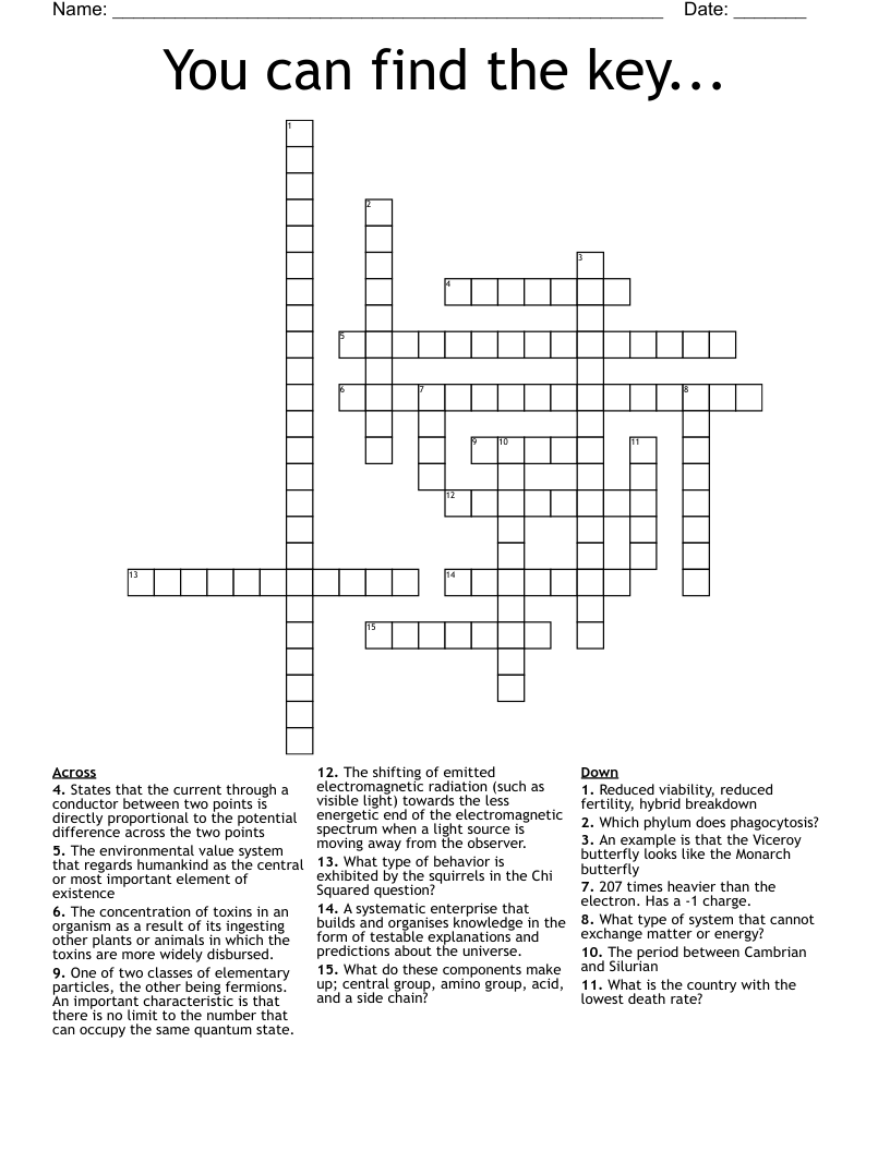 You can find the key... Crossword