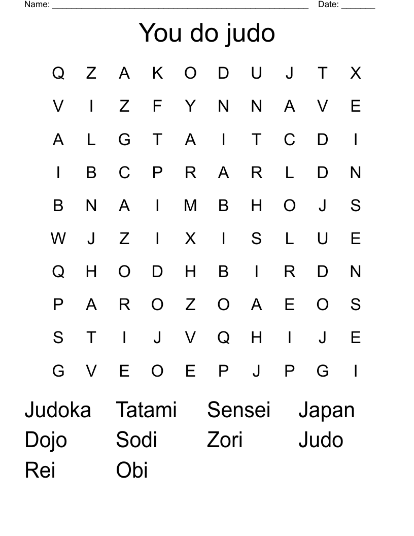 You do judo Word Search