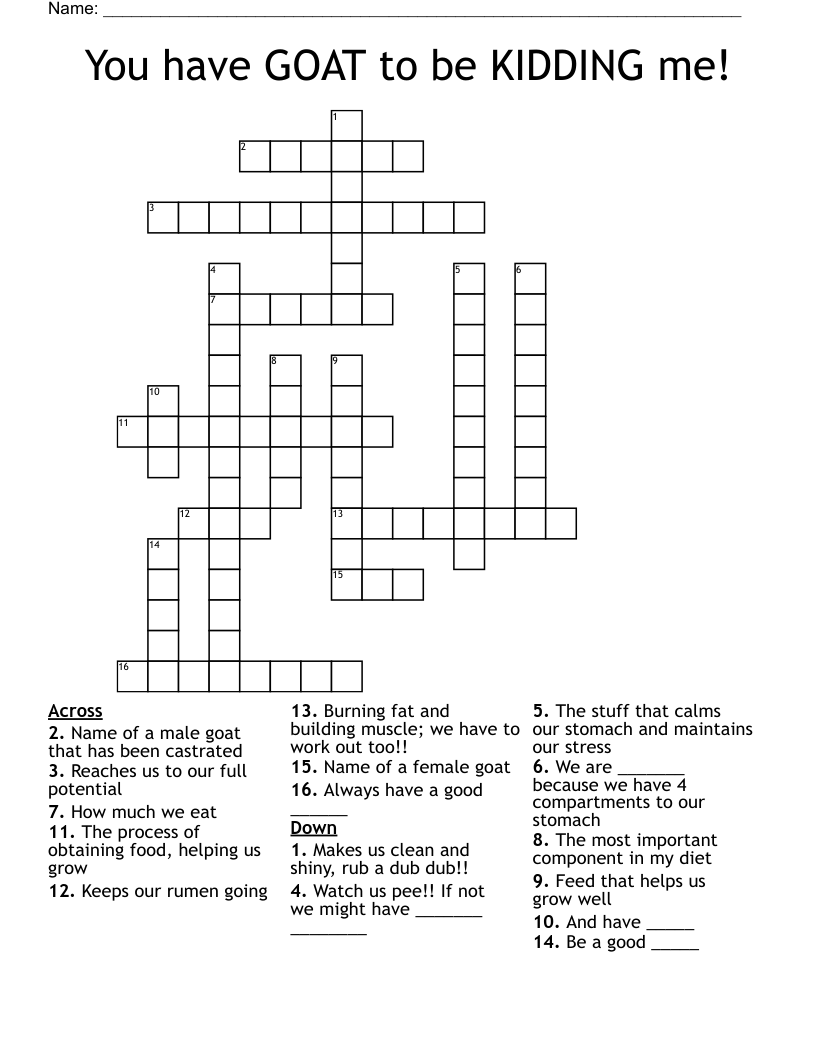 You have GOAT to be KIDDING me! Crossword