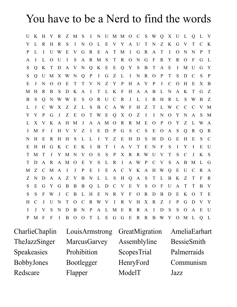 You have to be a Nerd to find the words  Word Search
