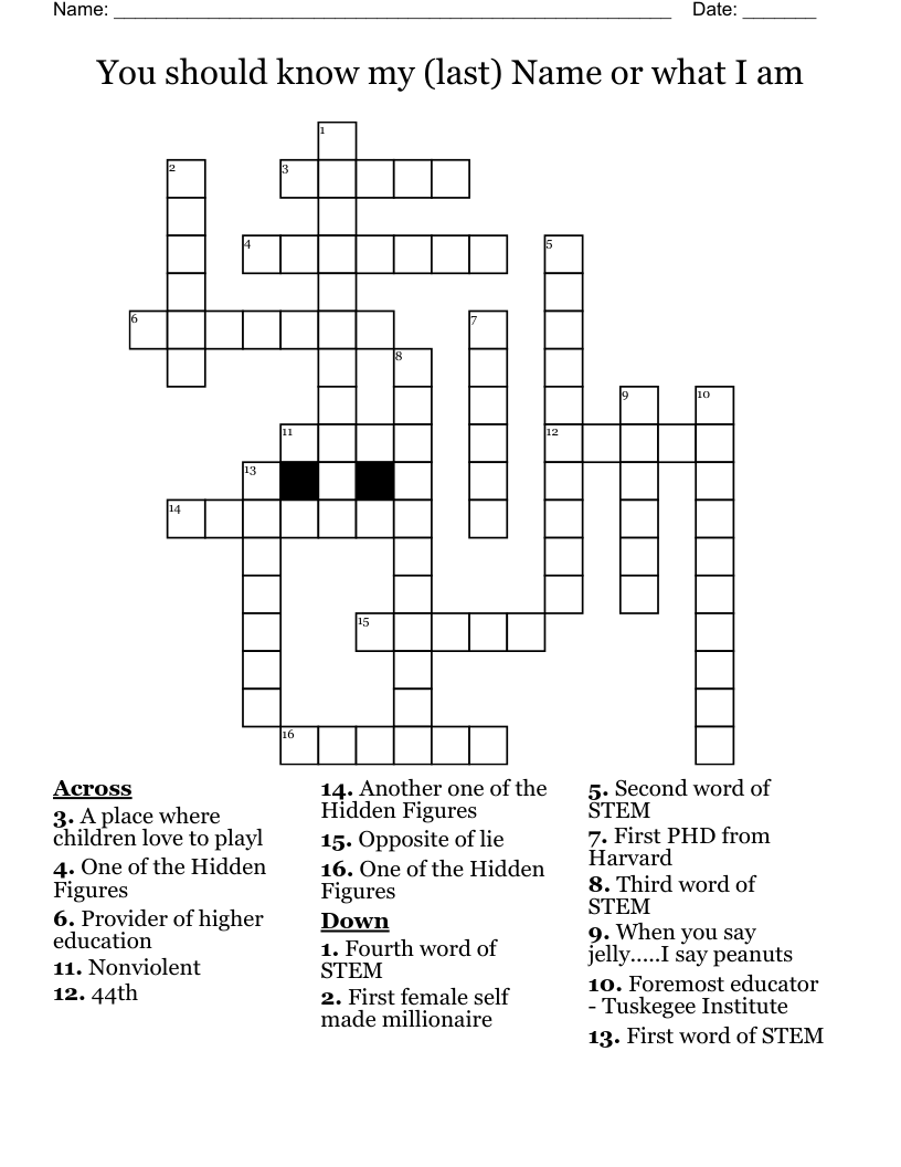 You should know my (last) Name or what I am  Crossword