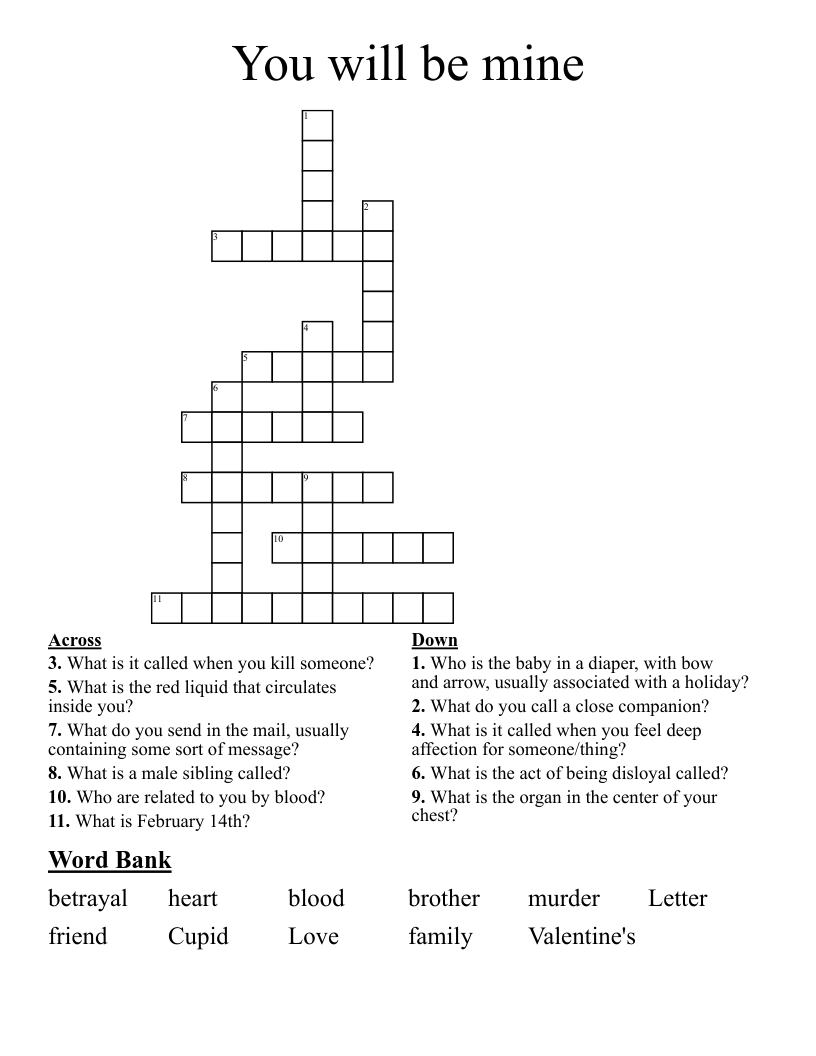 You will be mine Crossword