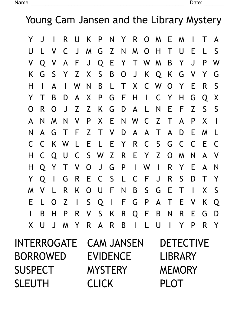 Young Cam Jansen and the Library Mystery Word Search