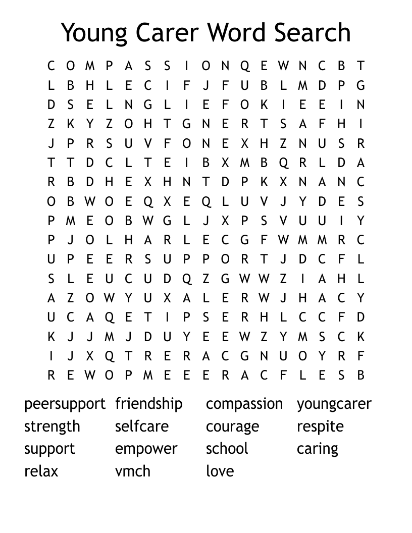 Young Carer Word Search 