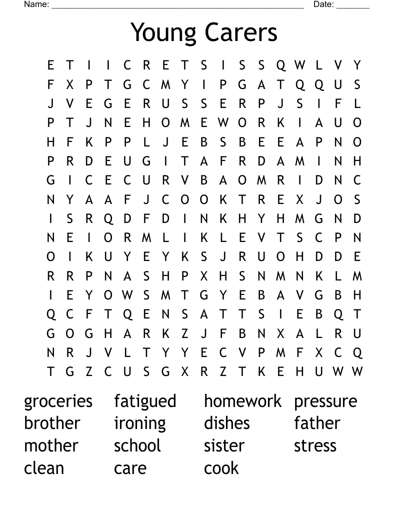 Young Carers Word Search