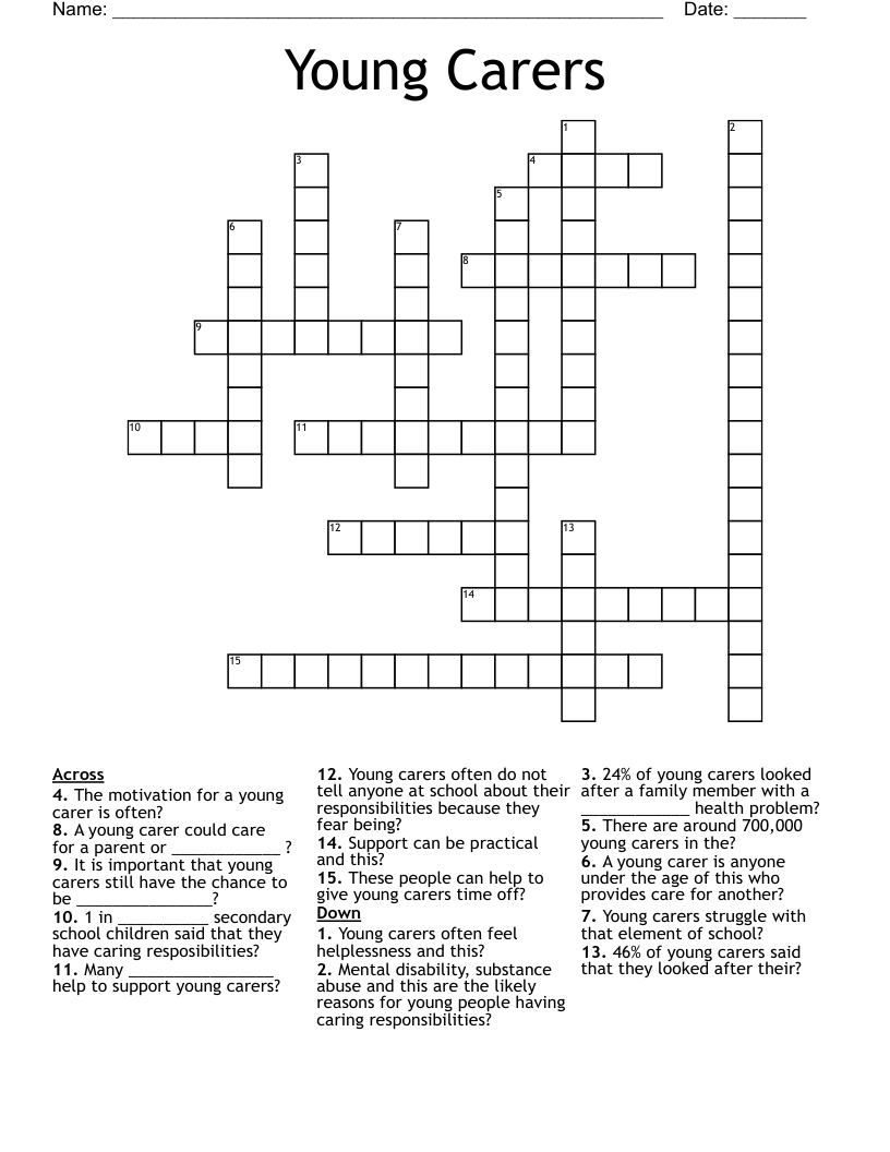 Young Carers Crossword
