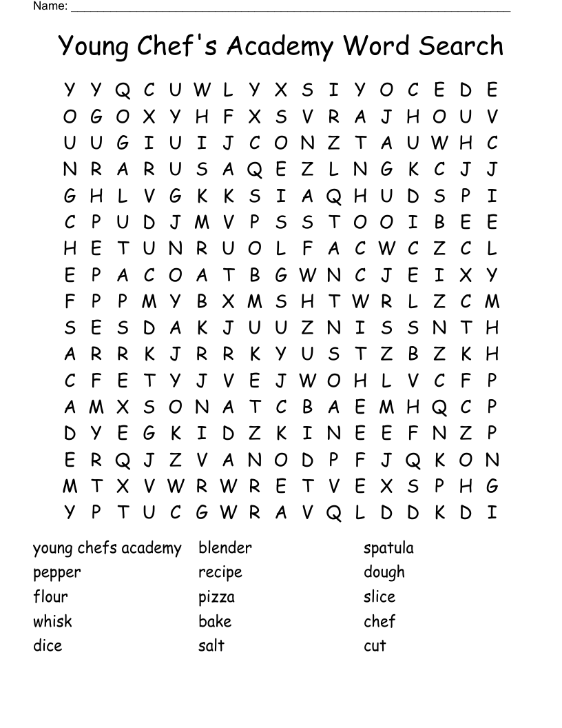 Young Chef's Academy Word Search