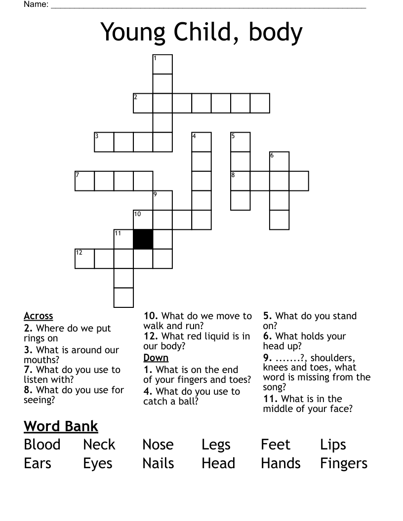 Young Child, body Crossword