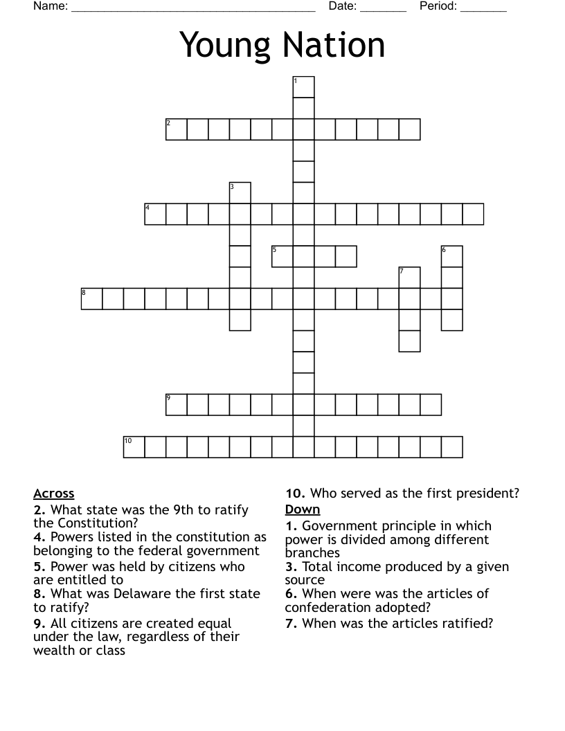 Young Nation Crossword