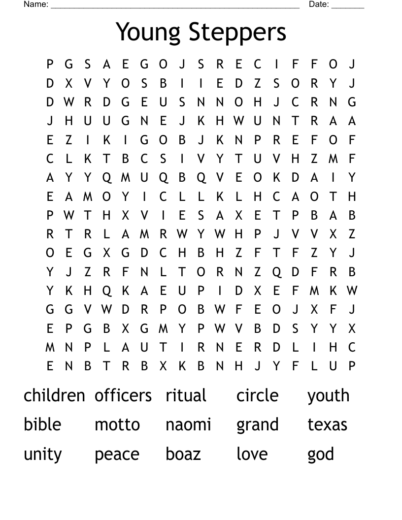 Young Steppers  Word Search