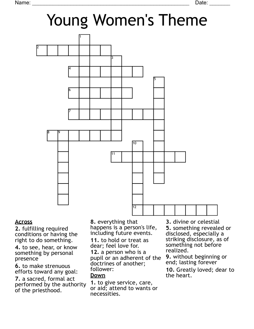 Young Women's Theme Crossword