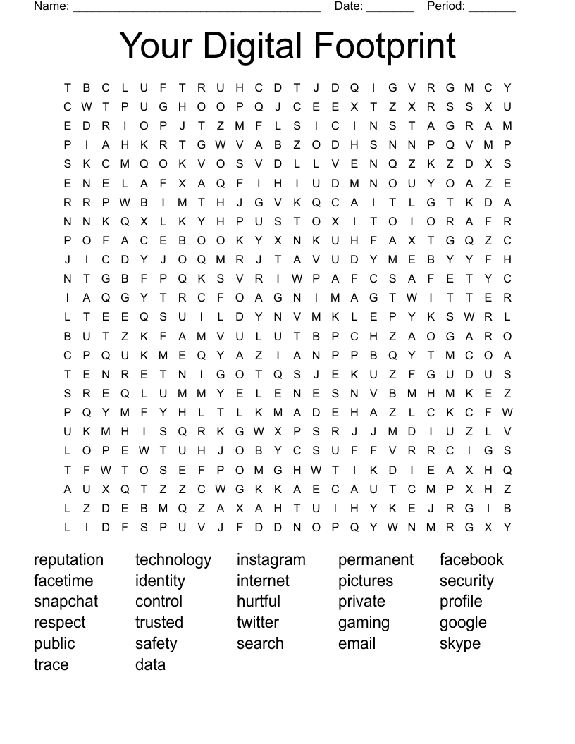 Your Digital Footprint Word Search