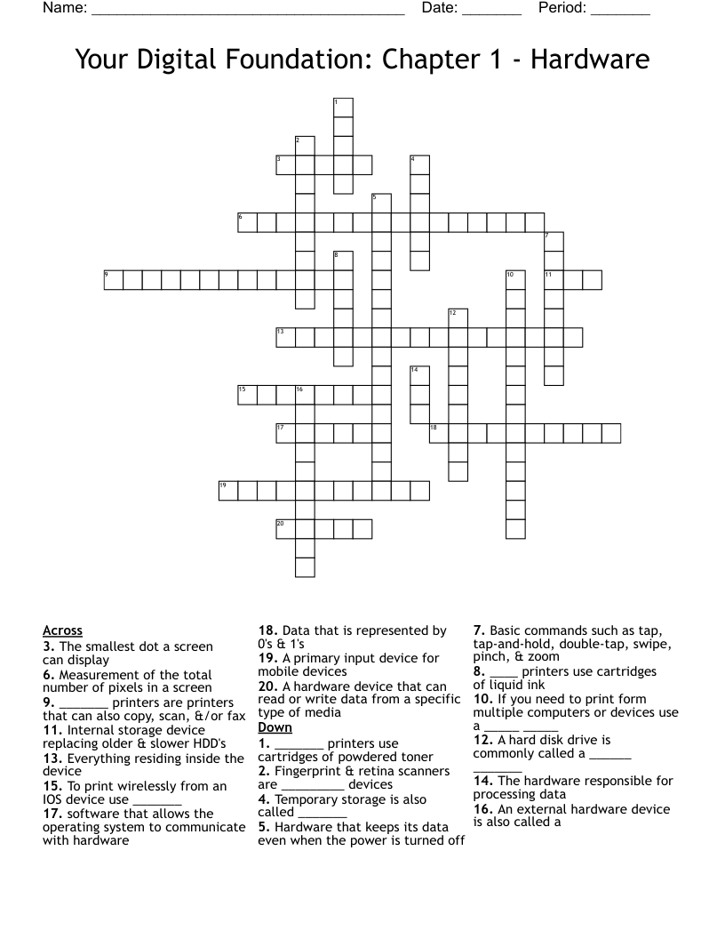 Your Digital Foundation: Chapter 1 - Hardware Crossword