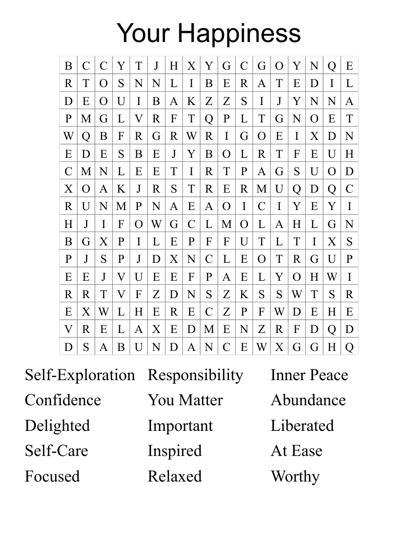 Your Happiness  Word Search