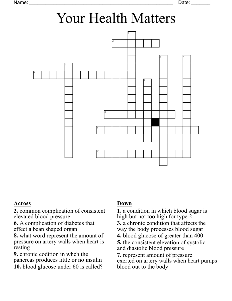 Your Health Matters Crossword