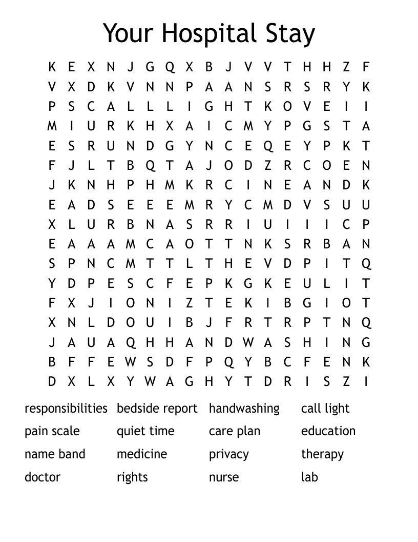Your Hospital Stay Word Search
