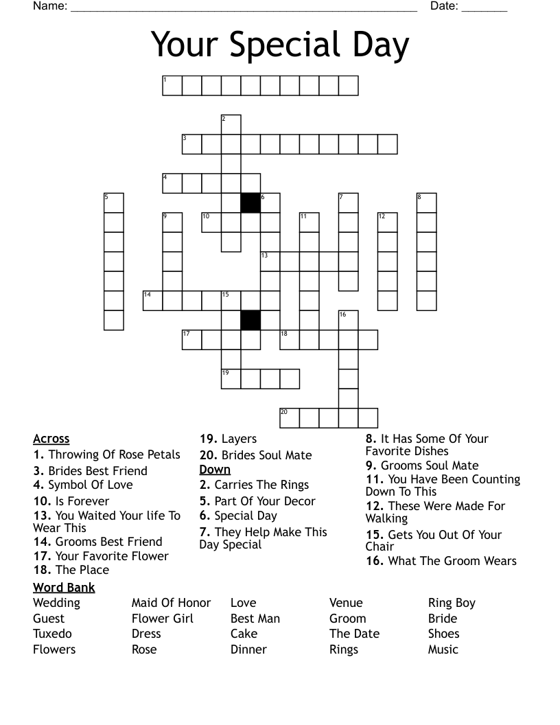 Your Special Day Crossword