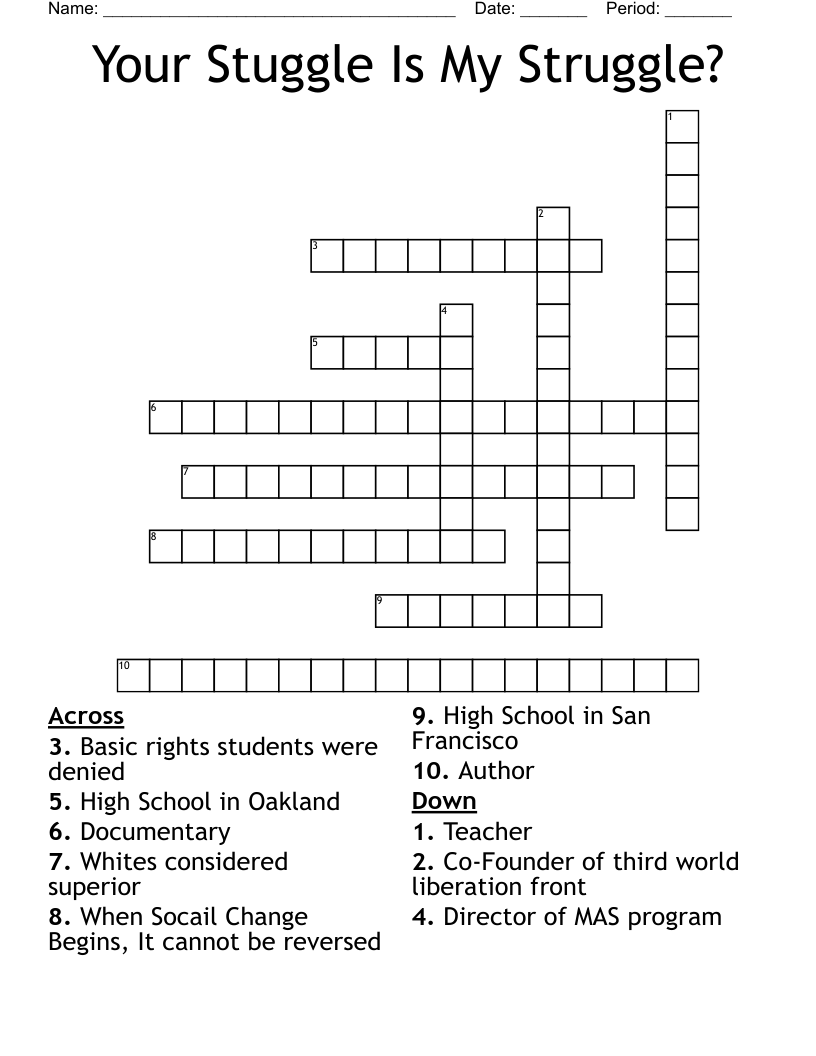 Your Stuggle Is My Struggle? Crossword